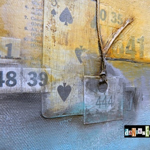 Number art, mixed media number art, turquoise art