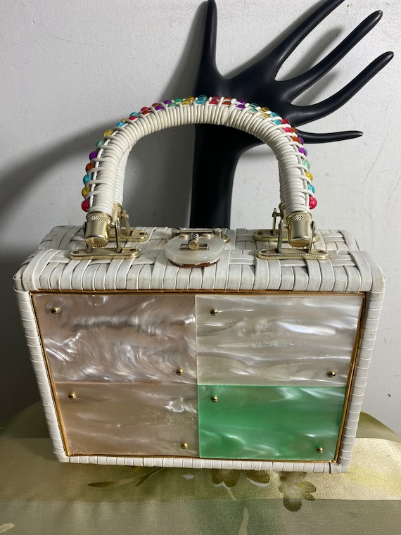 Wicker and Lucite Purse