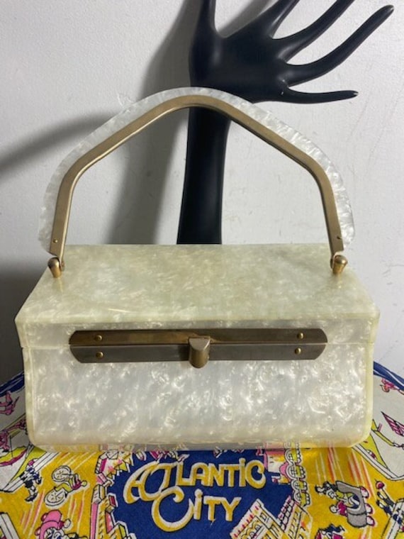 Vintage Pearlescent Lucite Purse - image 1