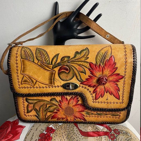 Leather Tooled Purse With Rose - Etsy