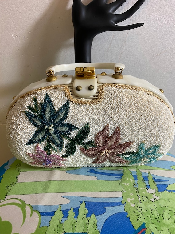 Adele Beaded and Wicker Purse