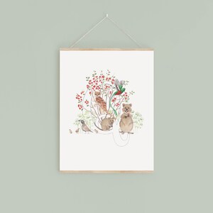 Impressão digital da letra Q, plantas e animais em aquarela com inicial, presente exclusivo para crianças, imagem personalizada de decoração de berçário, novo presente para bebê