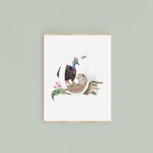 Impressão digital da letra C, plantas e animais em aquarela com inicial, presente exclusivo para crianças, imagem personalizada de decoração de berçário, novo presente para bebê