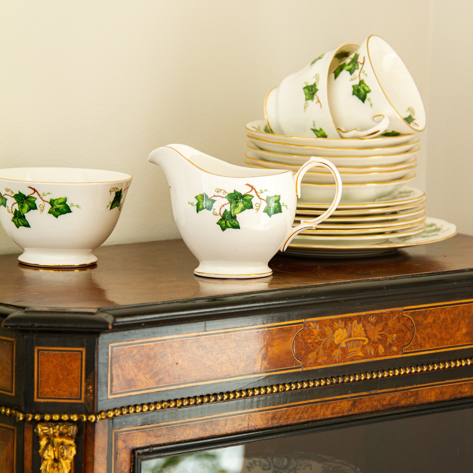 Vintage Colclough bone china green Ivy Leaf Tea Set Etsy
