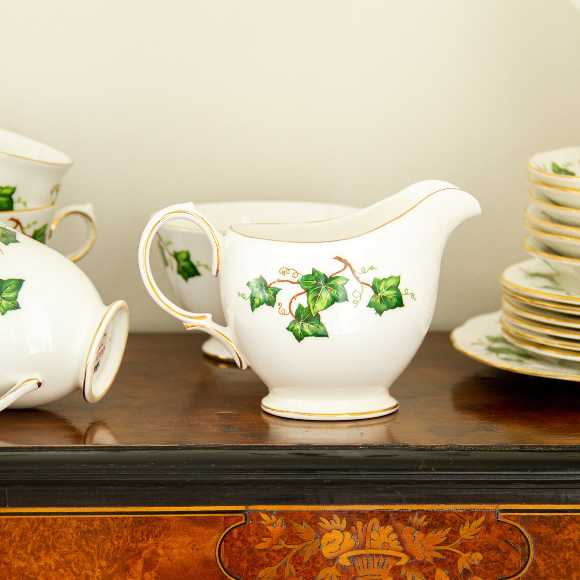 Vintage Colclough bone china green Ivy Leaf Tea Set Etsy