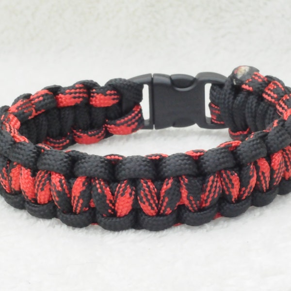 Black and Red Camo Paracord Survival Bracelet