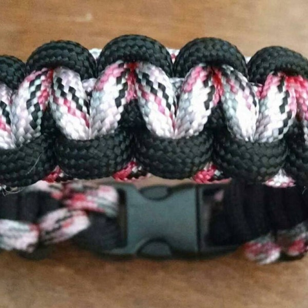 Pink Camo Paracord Survival Bracelet