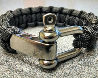 Gray Adjustable Paracord Survival Bracelet