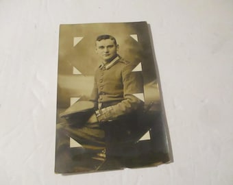 WWI German Imperial Army Soldiers Real Photo Postcard – Officer and Enlisted Men
