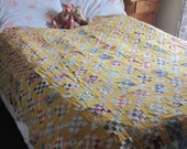 Quilt TOP - Very Charming Vintage Feedsack Four-Patch Quilt Top 82X69