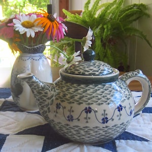 Wunderschöne Keramik Polish Pottery Teekanne 6,5 X 8,5 ”