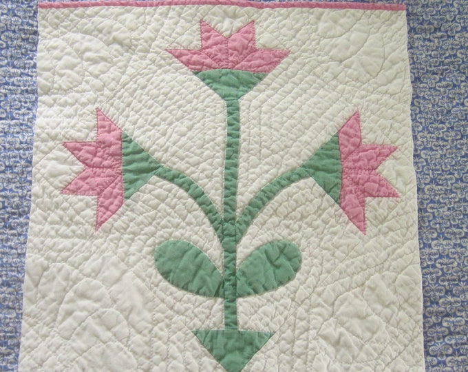 One Gorgeous Vintage Pink and Green Carolina Lily Quilt Block 16x15" - Etsy