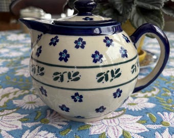 Charming Polish Pottery Floral Boleslawiek Teapot 6 X 7”