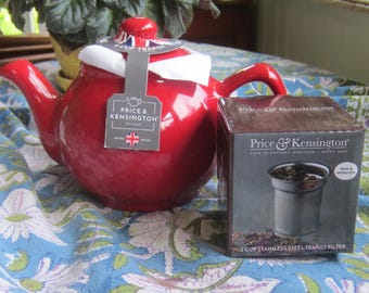 CuteTeapot! 2-cup RED Unused Teapot 4.75X6.5”