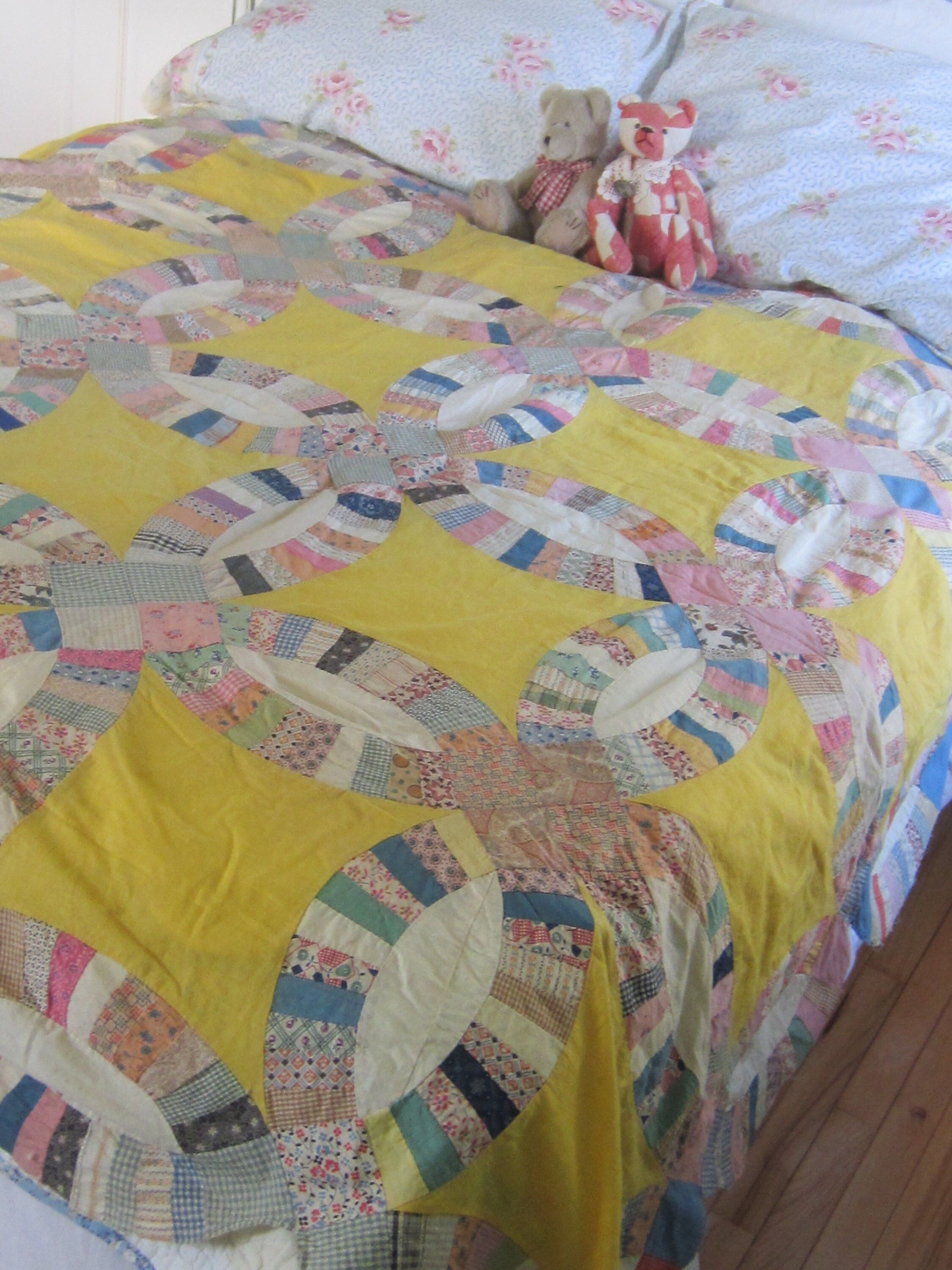 アンティークダブルウェディング キルトトップ　約200×220cm 雑貨ならDOLL GARDEN / アンティーク雑貨