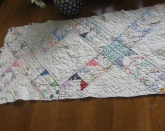 Quilt Piece- CUTTER Vintage Early Multi-scrap Quilt Piece 14X26.5"