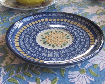 Adorable Boleslawiec Polish Pottery Salad Saucer Plate 7.75”