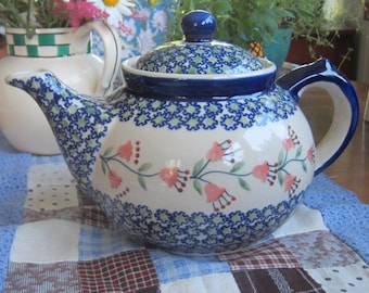 Very Sweet Ceramica Floral Polish Pottery Teapot 9 X 6.5”