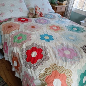 Antique quilt grandmothers flower garden - Etsy 日本