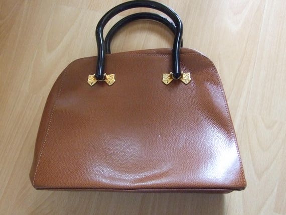 Vintage Nina Ricci designer handbag brown leather tote bag | Etsy