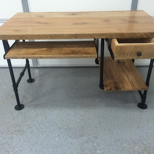 Computer Desk, Reclaimed Wood Desk, Rustic Barnwood Table, Keyboard Tray, Pen Drawer