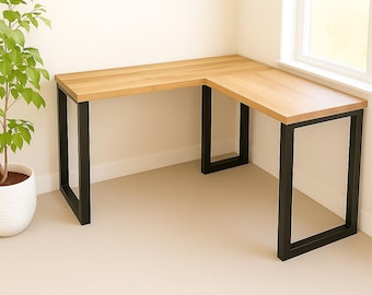 Custom L Shaped Desk - Corner Computer Desk for Home Office, Gaming, or Work From Home Furniture - Handmade Wood Table