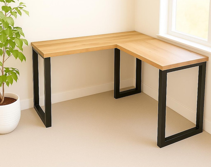Custom L Shaped Desk - Corner Computer Desk for Home Office, Gaming, or Work From Home Furniture - Handmade Wood Table