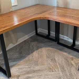 Customized L Shaped Desk with curve, You pick your tables, Corner Desk, L Desk ,  L- shaped desk , Custom Computer Wood Desk