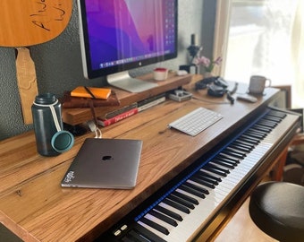 Studio Desk, Piano Desk, Keyboard Tray Desk, Music Studio Desk, Gaming Desk , Reclaim Wood Table