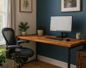 Modern Solid Wood Computer Desk – Minimalist Home Office Table with Customizable Size & Finish