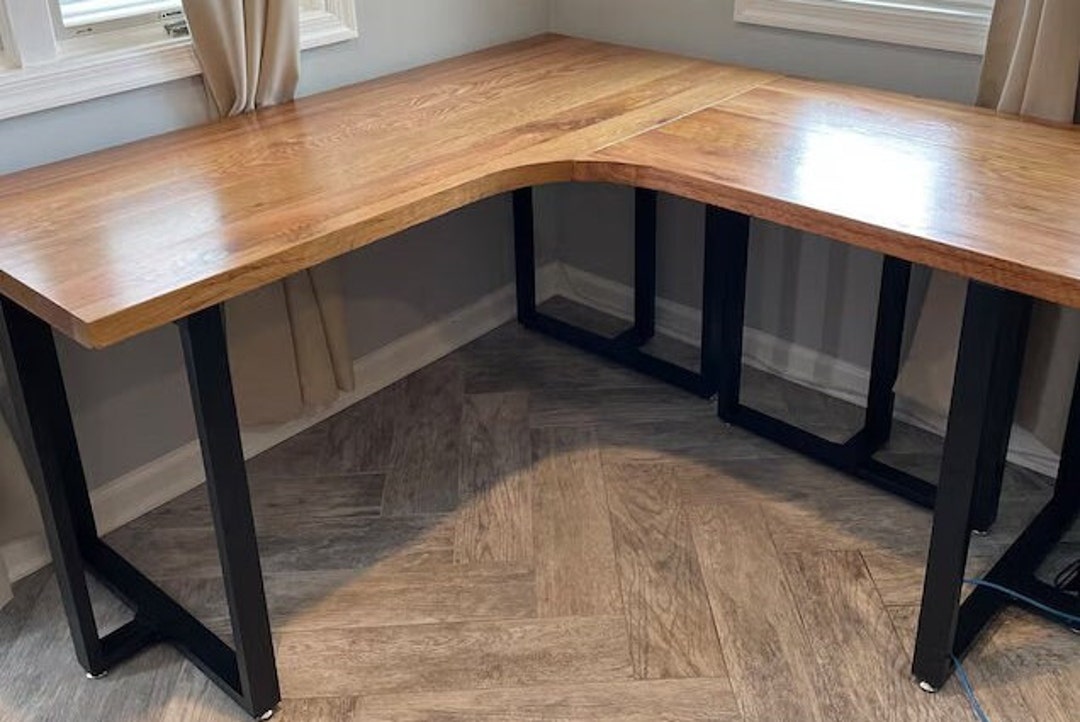 Customized L Shaped Desk With Curve, You Pick Your Tables, Corner Desk