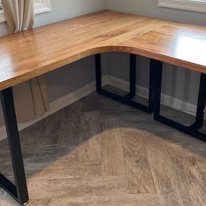 Solid L shaped computer desk for corner - priti home