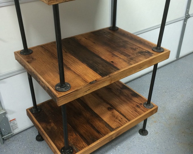 Barn Wood Shelf, Book Shelf, Pantry Shelf, Closet Organizer, Furniture. Made From Reclaimed Barn Wood W/ Black Pipe Legs.