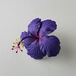 Royal Purple and Magenta Sugar Hibiscus 5", Gumpaste Hibiscus 5", Sugar Flower, Gumpaste Flower, Ready to Ship, Cake Topper