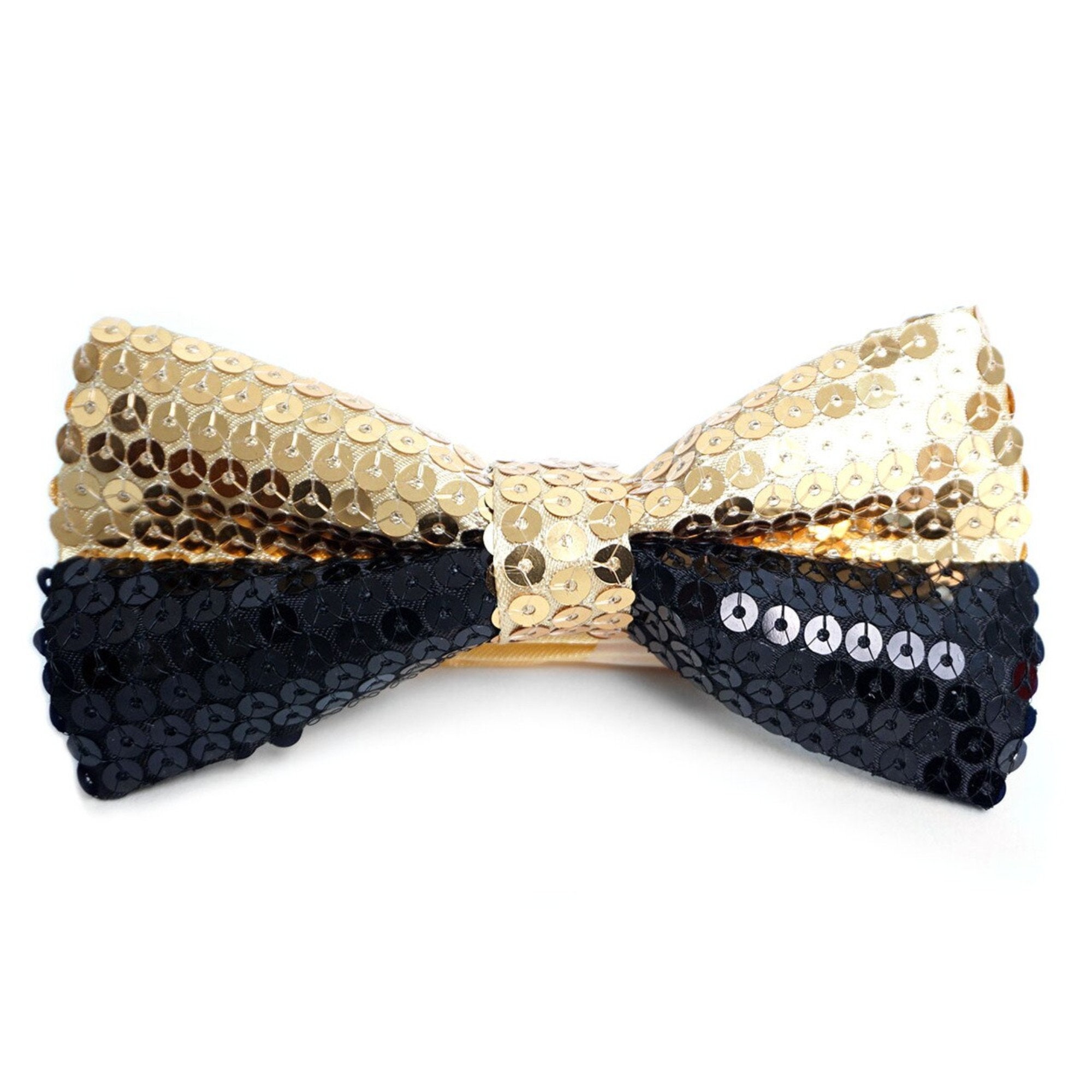 Black and gold sequin bow tie bow ties for women female | Etsy