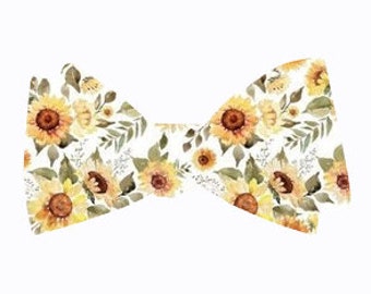 Sunflower bowtie - wedding bow ties - men's pretied bowties - wedding bow tie - men bowtie -custom wedding bowties- wedding bow tie - gift