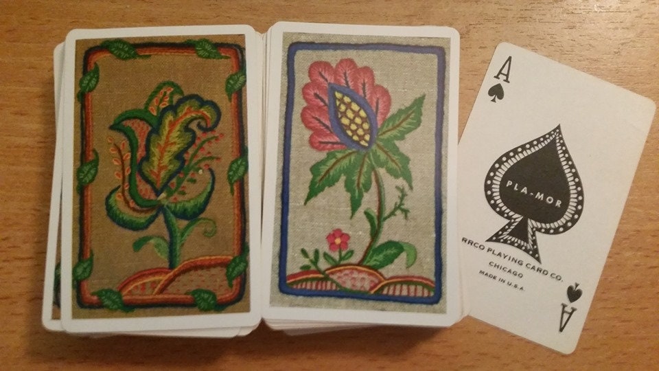 Vintage Double Deck of Playing Cards EMBROIDERY TAPESTRY FLOWERS Etsy