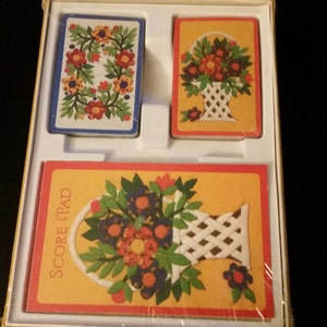 Vintage double deck de cartes à jouer & note pad BRIDGE SET scellé dans boîte d’origine NEUF