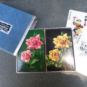 dell'annata doppio mazzo di ROSE antiche carte da gioco in scatola originale