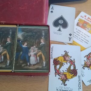 doppio mazzo vintage di carte da gioco BAMBINI Pittura in caso originale