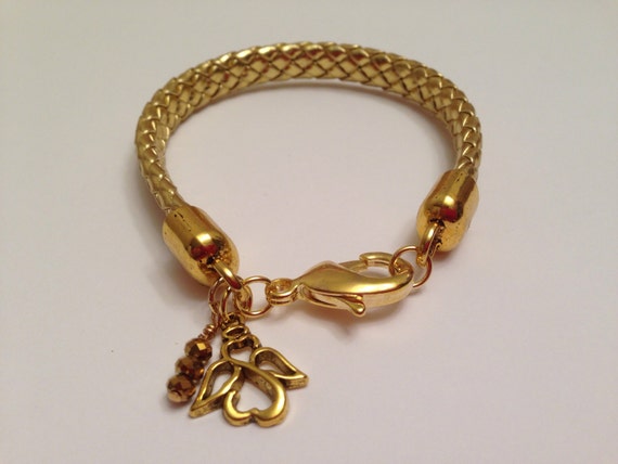 Items similar to Gold Faux Leather Bracelet on Etsy