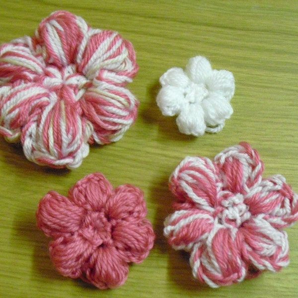 Instant Download - PDF-  Beautiful Puff Stitch Flower Crochet Pattern (F7)