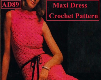 Descarga instantánea - PDF - Patrón de crochet para vestido largo (AD89)