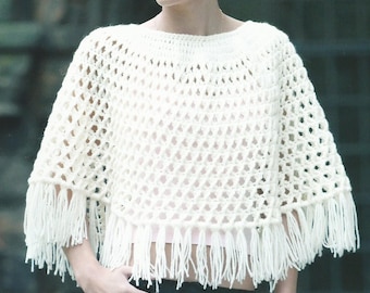 Instant Download - PDF- A Beautiful Aran Short Poncho Crochet Pattern (AD38)