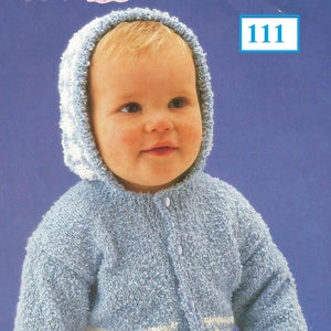 Instant Download PDF Beautiful Hooded Baby Cardigan Knitting Pattern ...