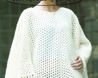 Instant Download - PDF- Lovely Aran Poncho Crochet Pattern (AD40)