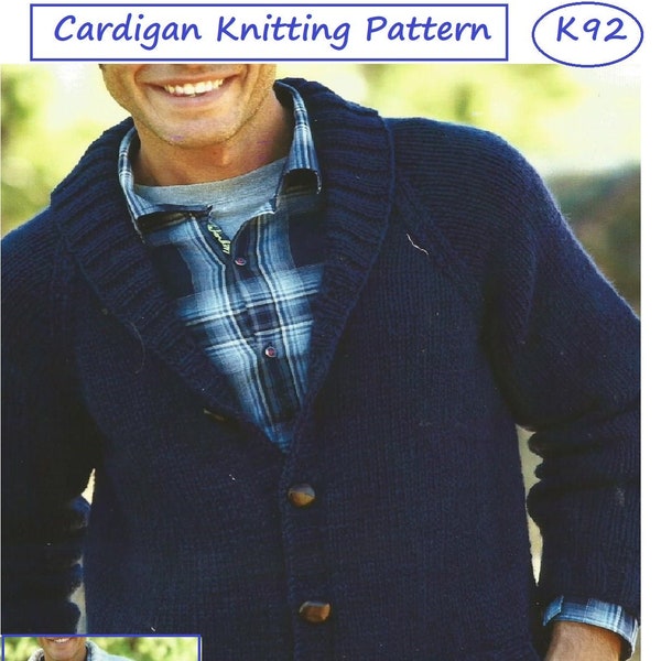 Instant Download - PDF- Men's Chunky Cardigan Knitting Pattern (K92)