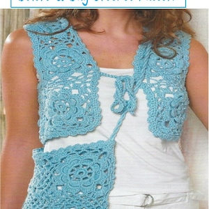 Instant Download - PDF- Beautiful Bolero and Matching Bag Crochet Pattern (AD6)