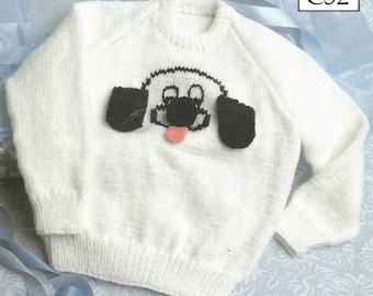 Patrón de tejido de jersey vintage para niños o niñas (de 2 a 9 años) (PDF) (G52)