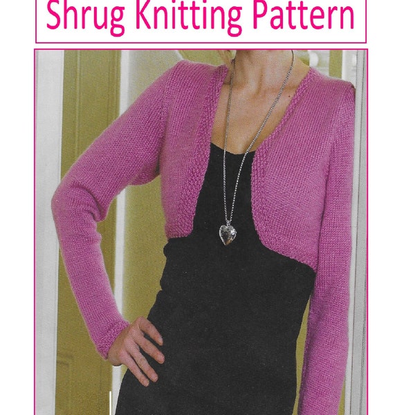 Patrón de tejido de bolero DK para damas, pecho de 31 a 42 pulgadas (descarga en PDF) K189